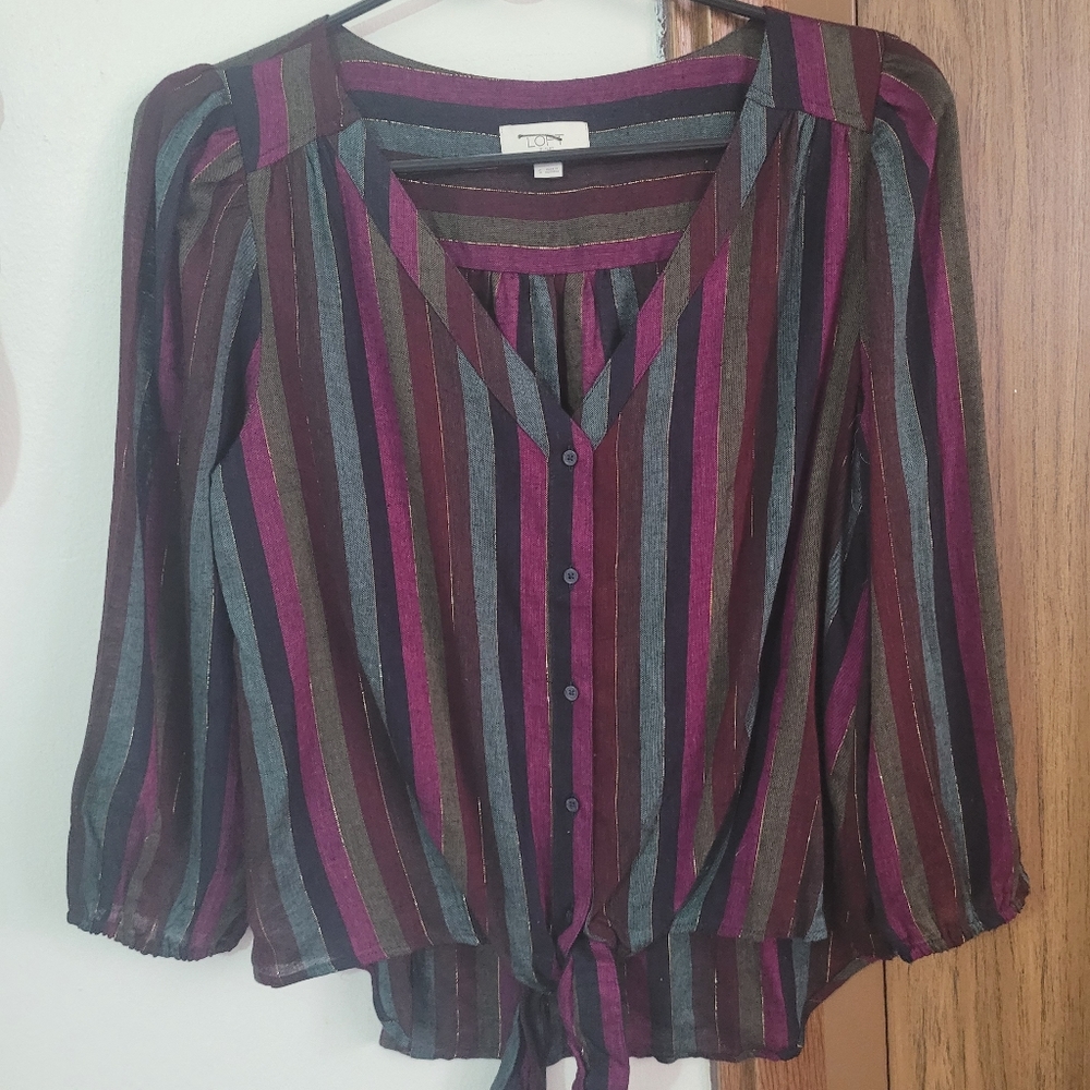 Loft | Striped Multi Color Top